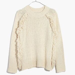 Madewell Loop-Edge Pullover Sweater Cream Fringe Boucle Textured NWOT